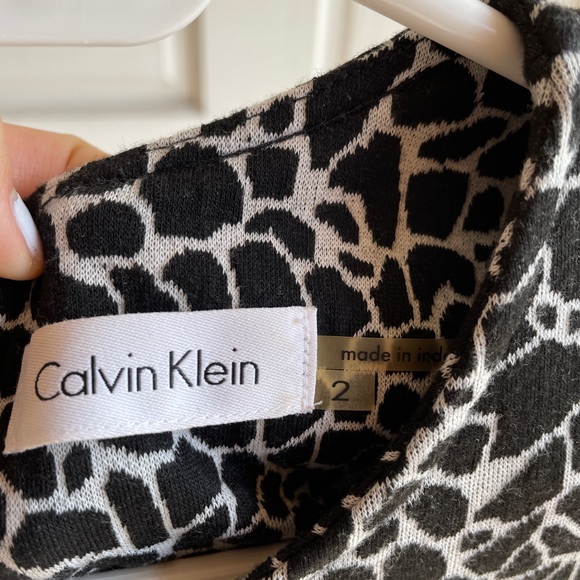 Calvin Klein Black and White Fit and Flare Midi Dress - Picture 2 of 6